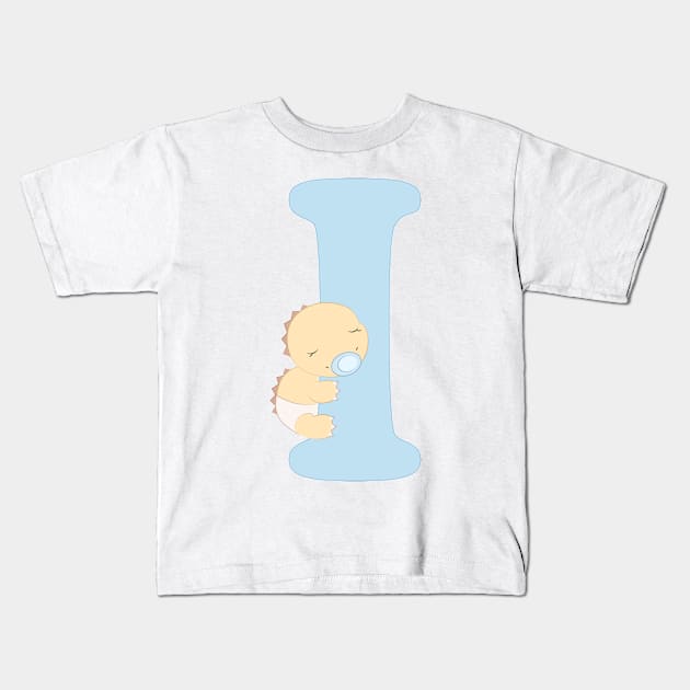 I - blue - iguana Kids T-Shirt by Cuddles and chaos